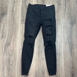 American Eagle Outfitters Black Skinny Distressed Jeans